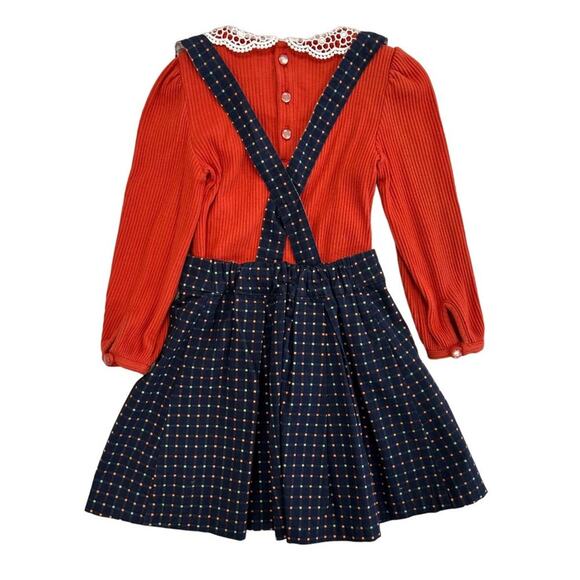 Little Lord & Lady 2 Piece Top Polka Dot Overall Dress Set Girls 3-4 - Picture 9 of 9